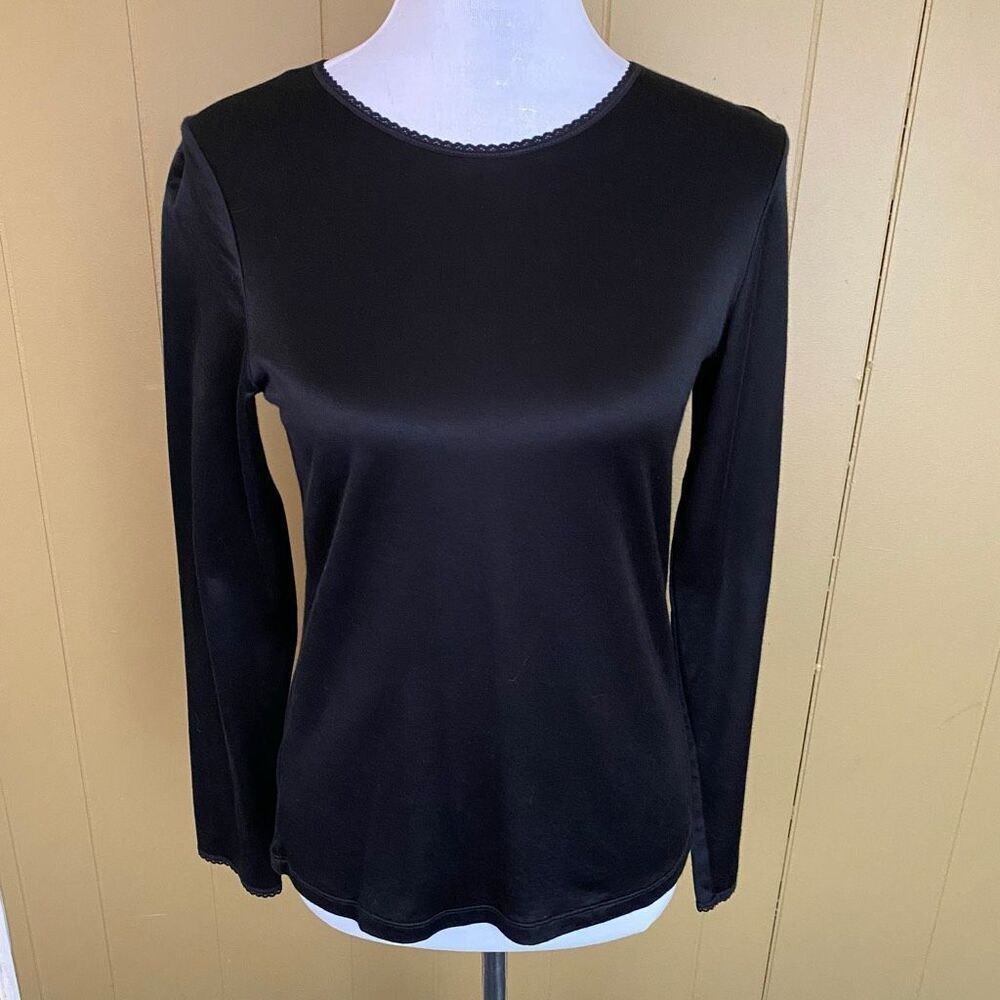 Cuddl Duds women M cotton blend pullover longsleeve pajama shirt black